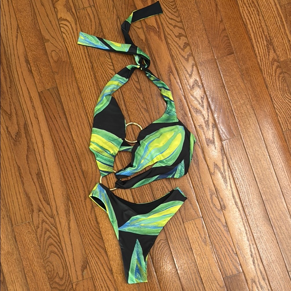 Louisa Ballou Green and Black One Piece